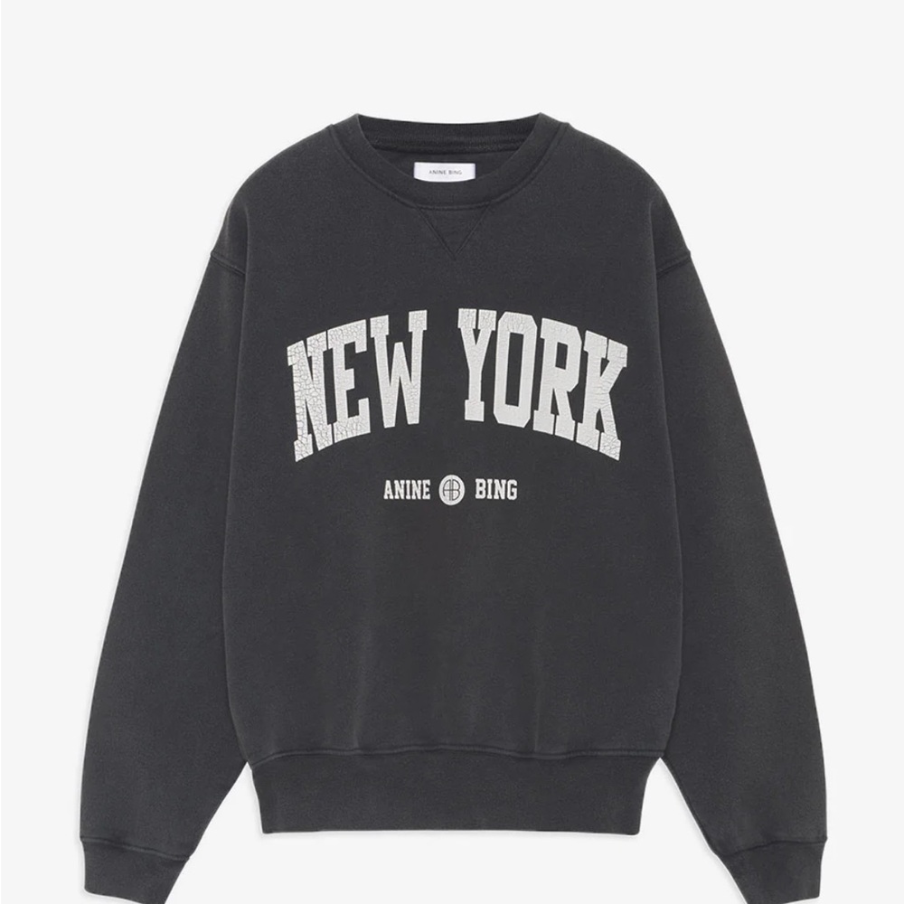 Anine Bing Ramona Crewneck Sweatshirt in Washed Black